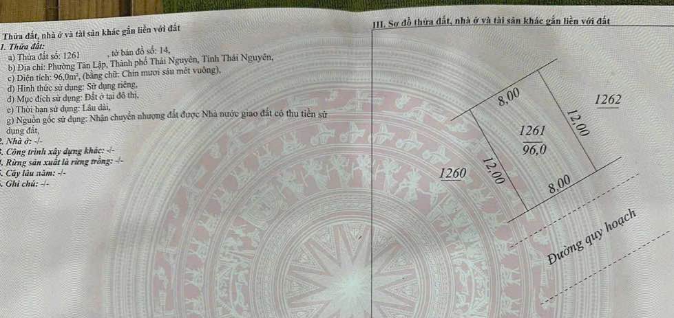 Đất nền Tân Lập Thái Nguyên 96m² giá 2 tỷ - Cơ hội đầu tư hấp dẫn!