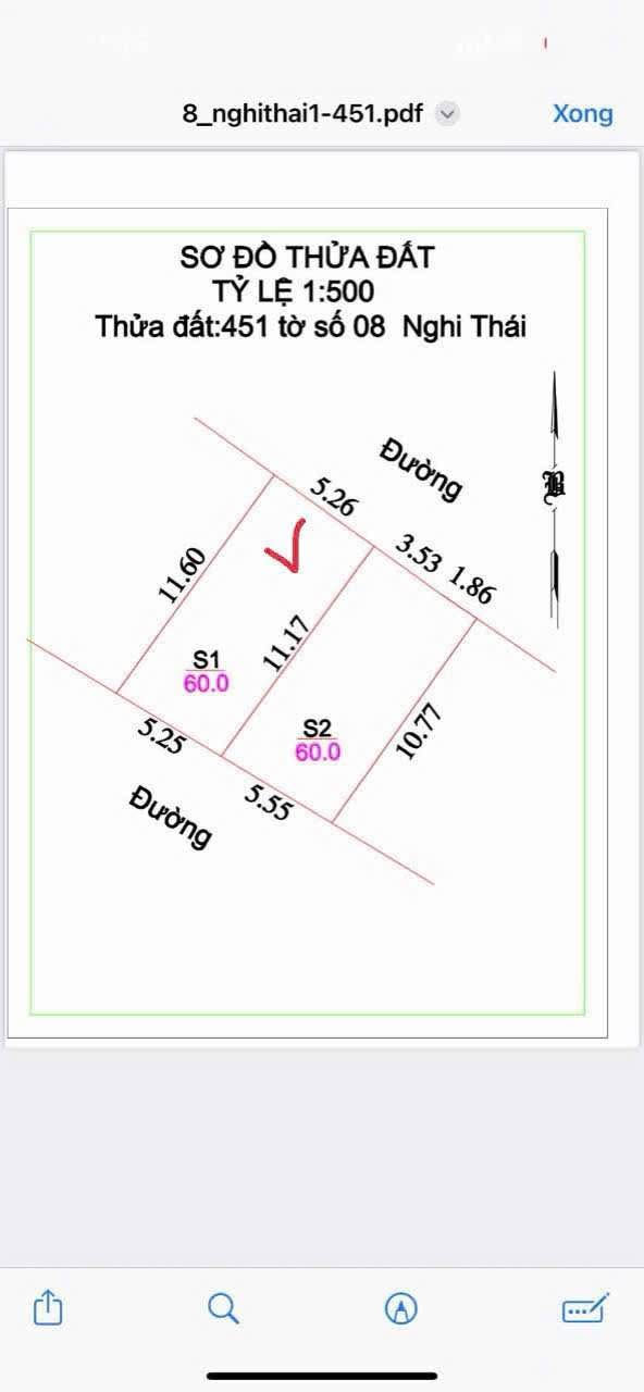 Đất Nghi Thái 60m² giá 1 tỷ - Đường nhựa thông thoáng, dân cư đông đúc!