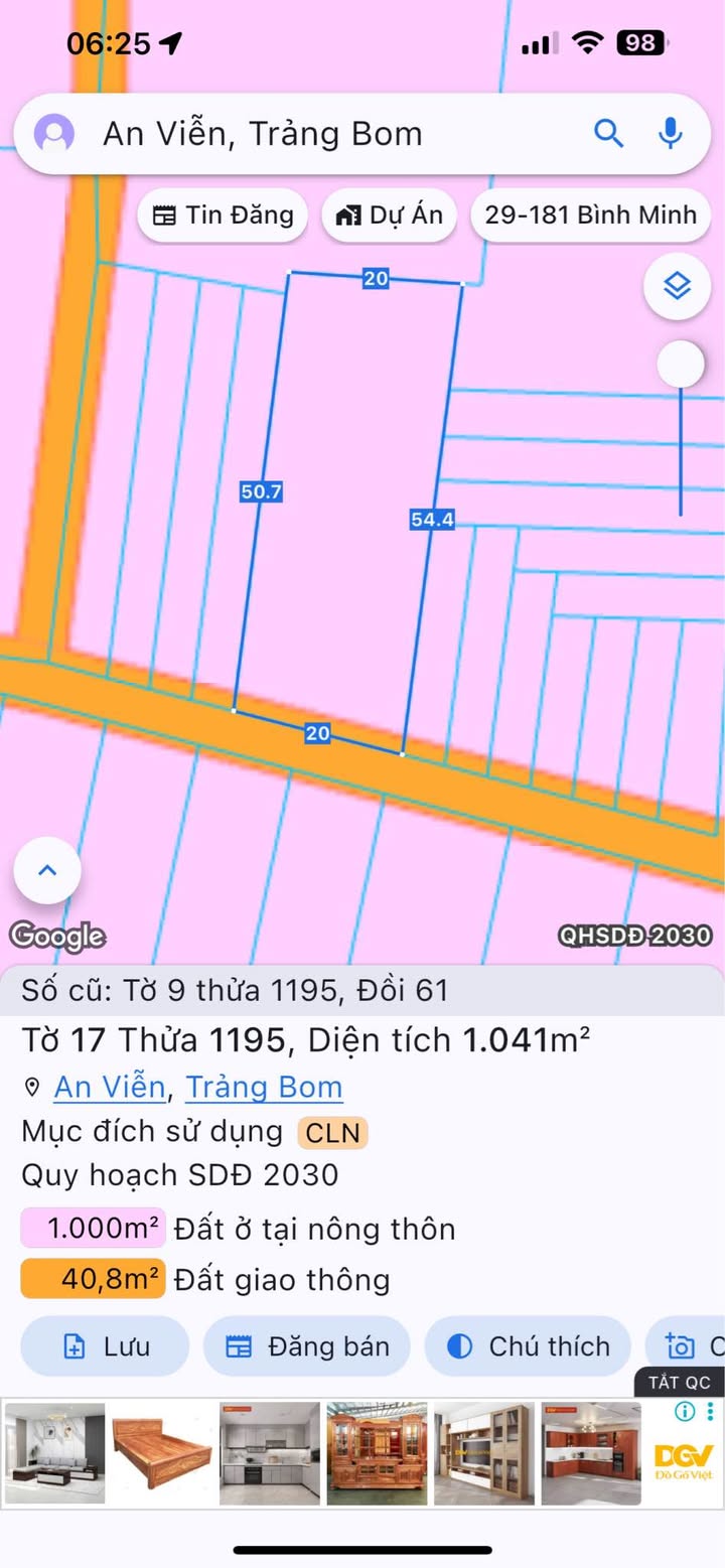 Đất thổ cư 1 sào Đồi 61, Trảng Bom, 3600m² - Giá chỉ 4 tỷ!