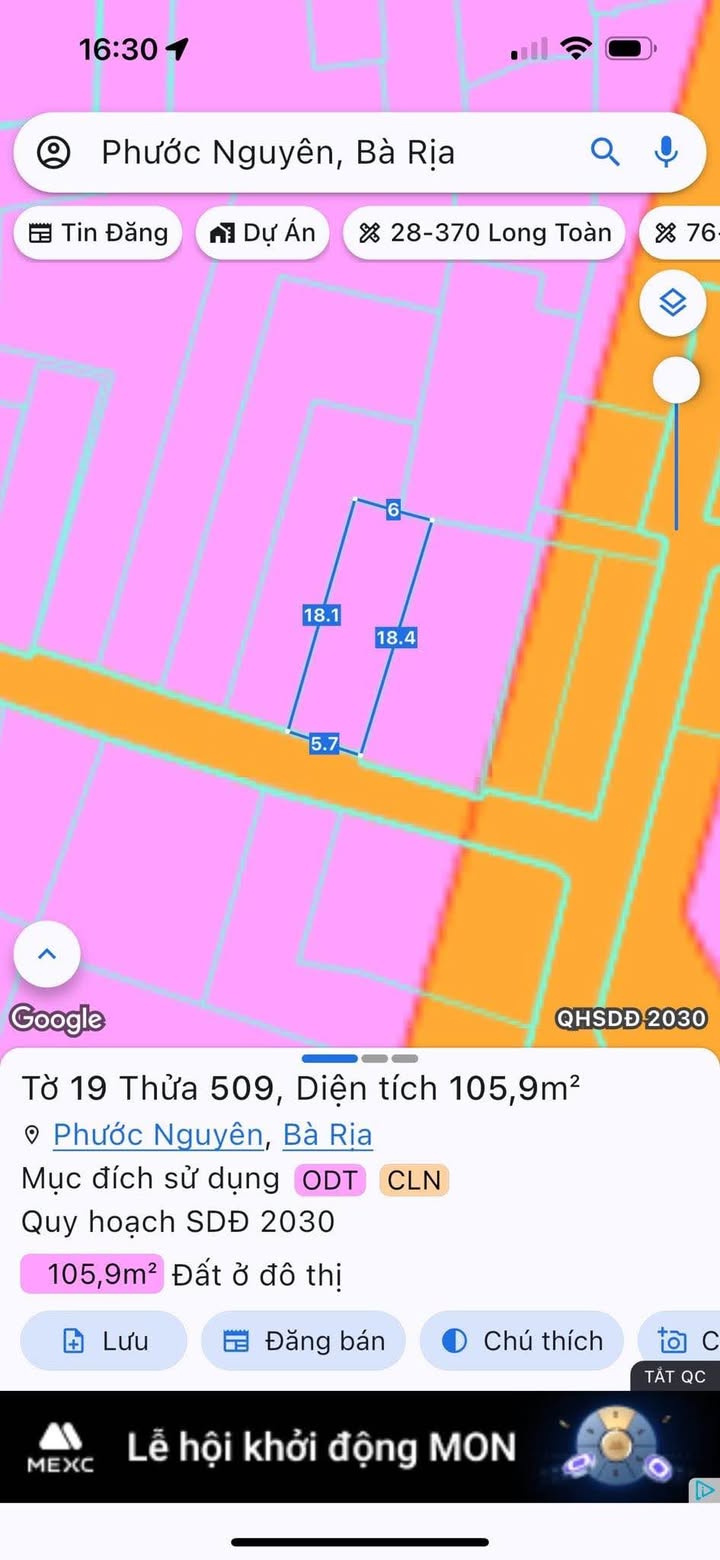 Đất Phước Nguyên Bà Rịa 105m² giá chỉ 3.199 tỷ - Đầu tư sinh lời ngay!