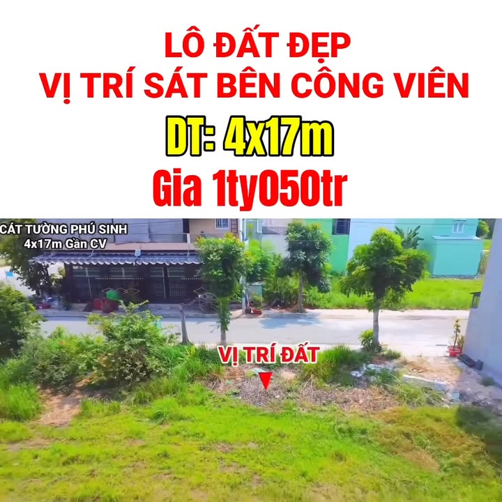 Đất Cát Tường Phú Sinh 68m² giá 1.05 tỷ - Vị trí đắc địa gần công viên Khủng Long!