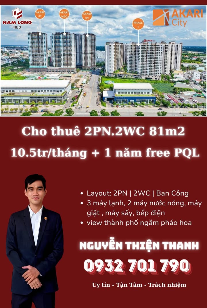Căn hộ Akari City Bình Tân 81m² giá 10.5 triệu - View thành phố tuyệt đẹp!