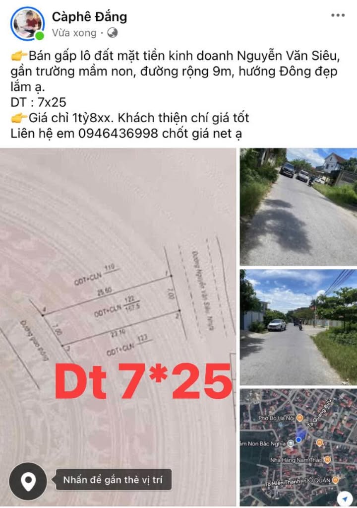 Lô đất mặt tiền kinh doanh Nguyễn Văn Siêu 175m² giá chỉ 1.8 tỷ - Hướng Đông tuyệt đẹp!