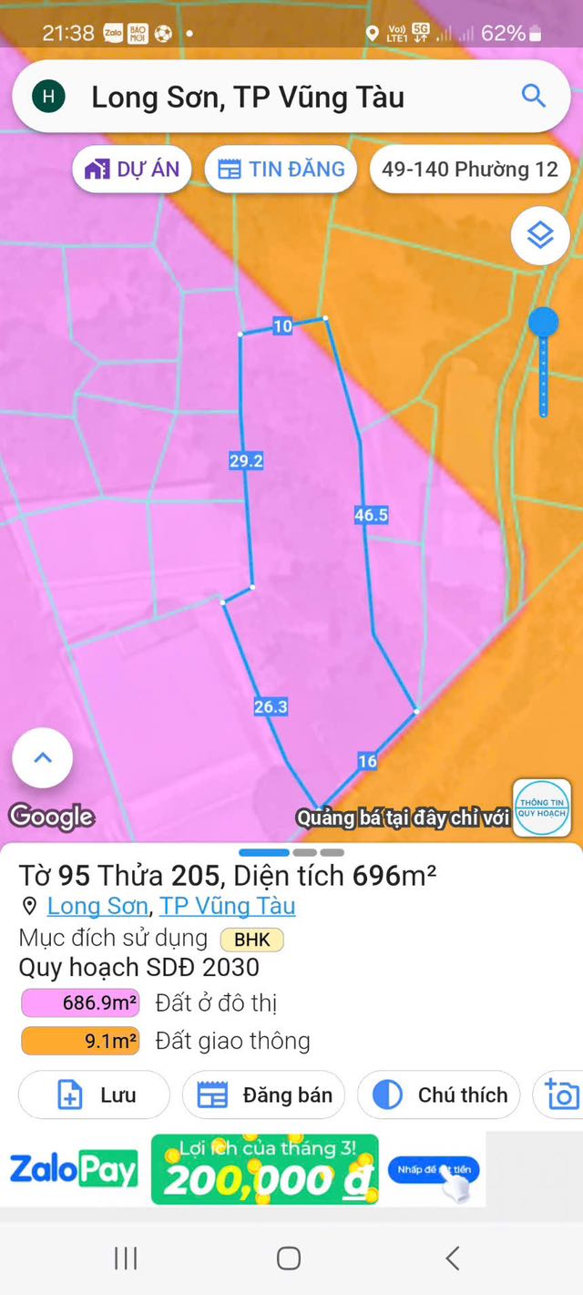 Đất nền Long Sơn 700m² giá 4.2 tỷ - Sổ hồng chính chủ, hai mặt tiền