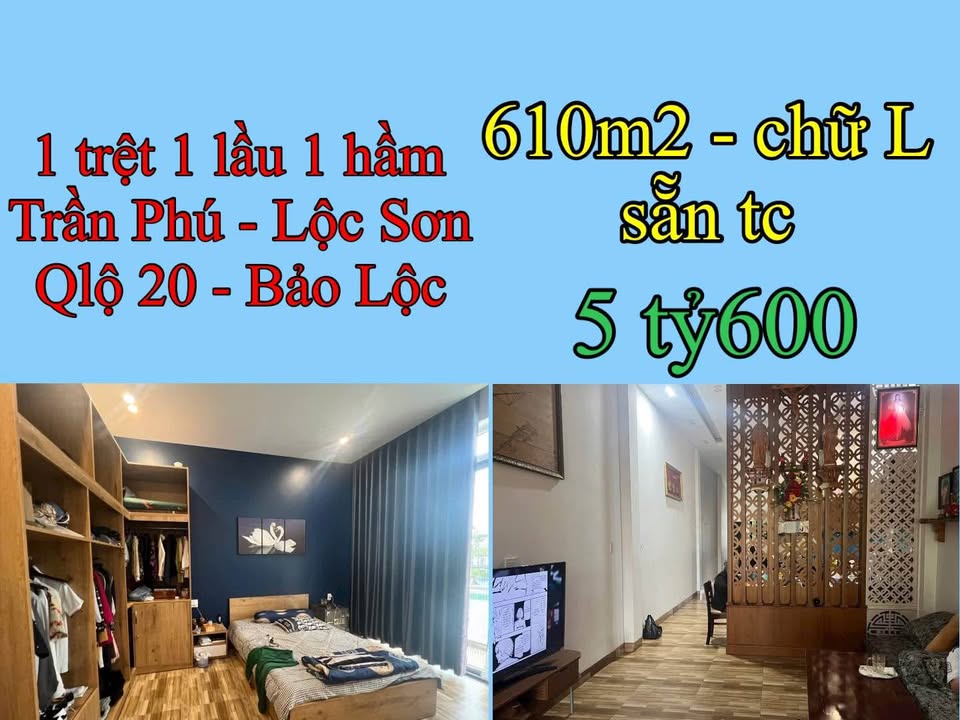 Nhà mặt tiền Trần Phú Lộc Sơn Bảo Lộc 610m² giá 5.6 tỷ - Thiết kế hiện đại, sân đậu ô tô