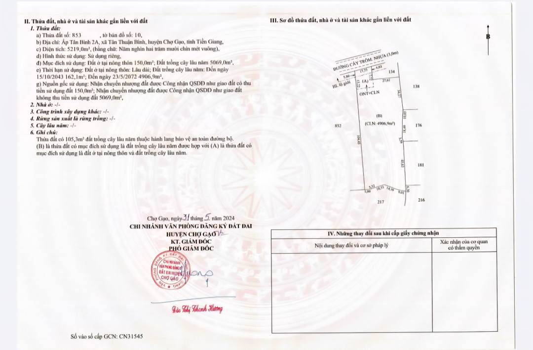 Đất Mặt tiền đường nhựa Tân Thuận Bình, 5219m² giá 4 tỷ - Đầu tư lý tưởng!