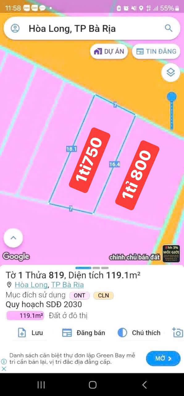 Đất nền Hòa Long Bà Rịa 126m² giá 1.75 tỷ - Đầu tư sinh lời lý tưởng!