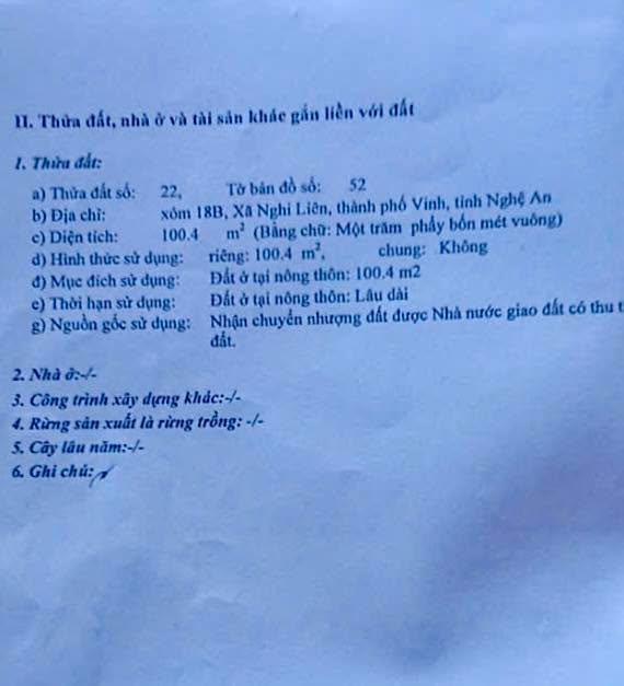 Đất nền Nghi Liên, Vinh 100m² - Pháp lý rõ ràng, xây dựng tự do!