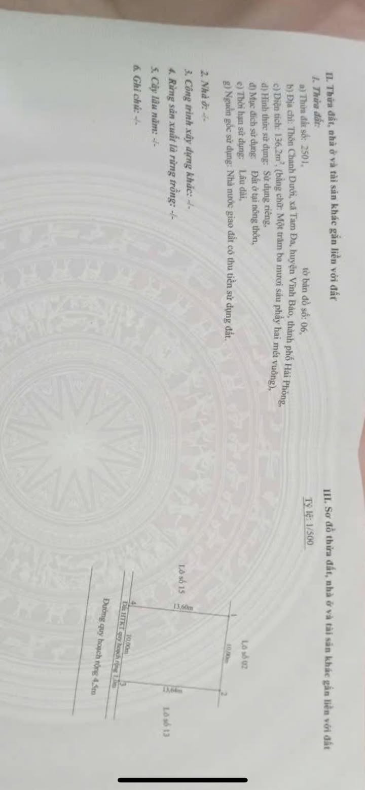 Bán đất thôn Chanh Dưới, xã Tam Đa, Hải Phòng 136m² - Đầu tư sinh lời cao!