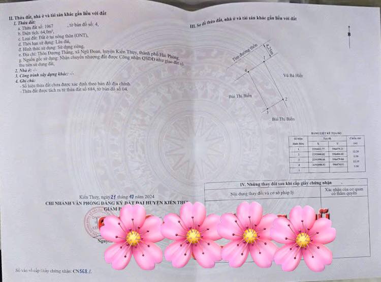 Đất nền thổ cư 64m² tại Đương Thắng, Kiến Thụy - Giá chỉ 1.3 tỷ, đầu tư sinh lời!