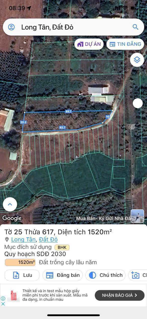 Đất nền Long Tân 1500m² giá 1.65 tỷ - Chính chủ cần bán gấp!