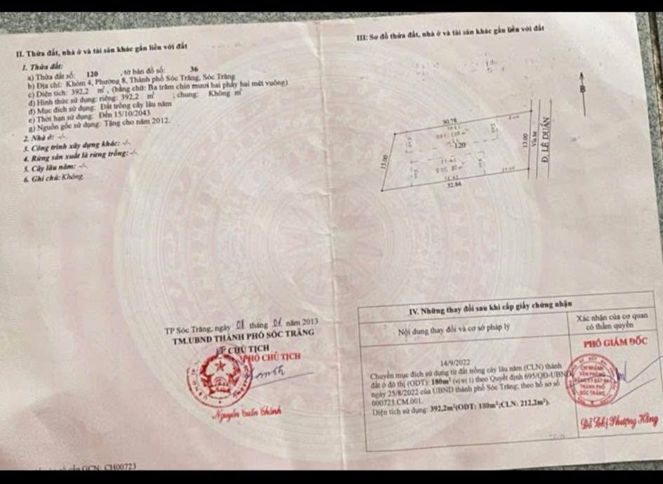 Đất nền mặt tiền Lê Duẩn, phường 8, TP Sóc Trăng, 416m² giá 7 tỷ - Thương lượng chính chủ!