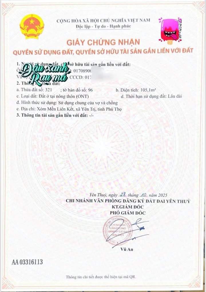 Đất thổ cư Đoàn Kết Yên Thuỷ 105,1m² giá chỉ 195 triệu - Sổ hồng chính chủ!