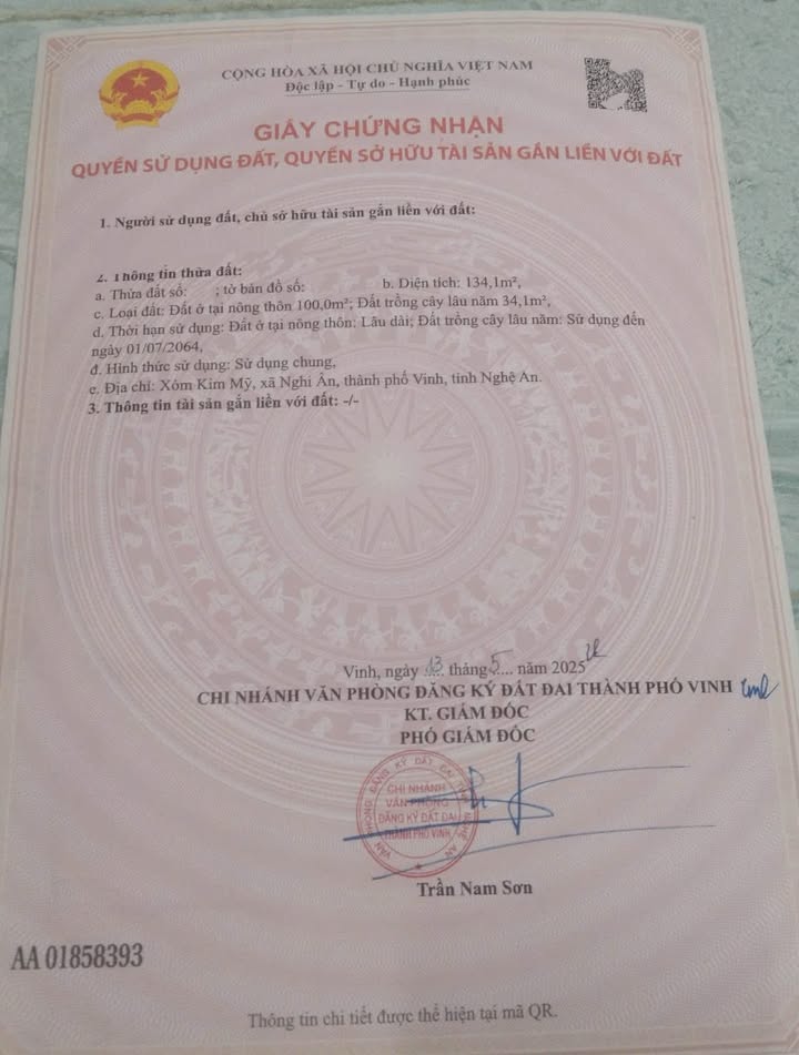 Đất mặt đường Vạn Xuân, Nghi Ân, Vinh 134m² giá 4.93 tỷ - Kinh doanh cực đẹp!