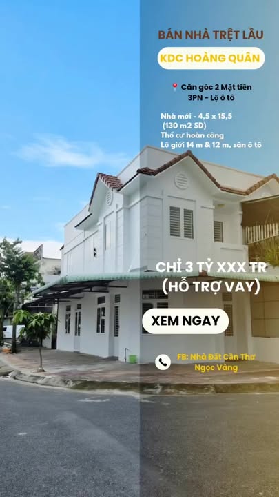 Nhà góc 2 mặt tiền KDC Hoàng Quân, Cần Thơ 130m² giá 3.1 tỷ - Sổ hồng chính chủ!