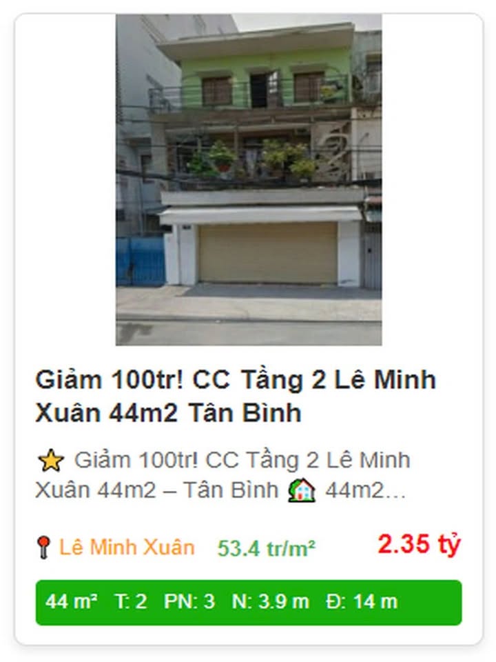 Căn hộ CC Lê Minh Xuân Tân Bình 44m² - Giảm giá 100 triệu hấp dẫn!