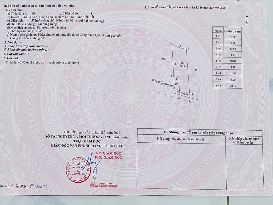 Đất thổ cư Eakao - Buôn Ma Thuột 705m² giá 1.299 tỷ - Sổ đỏ chính chủ!