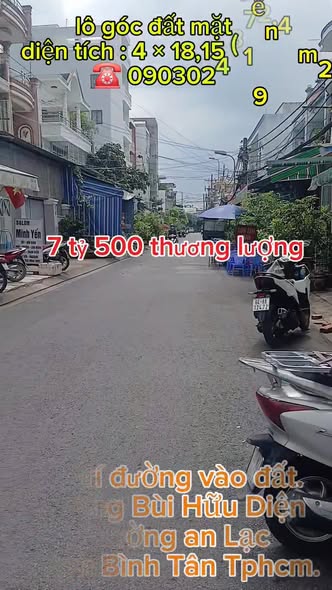Đất lô góc An Lạc A, Bình Tân 72m² giá 7.5 tỷ - Hướng Tây Bắc, pháp lý rõ ràng!