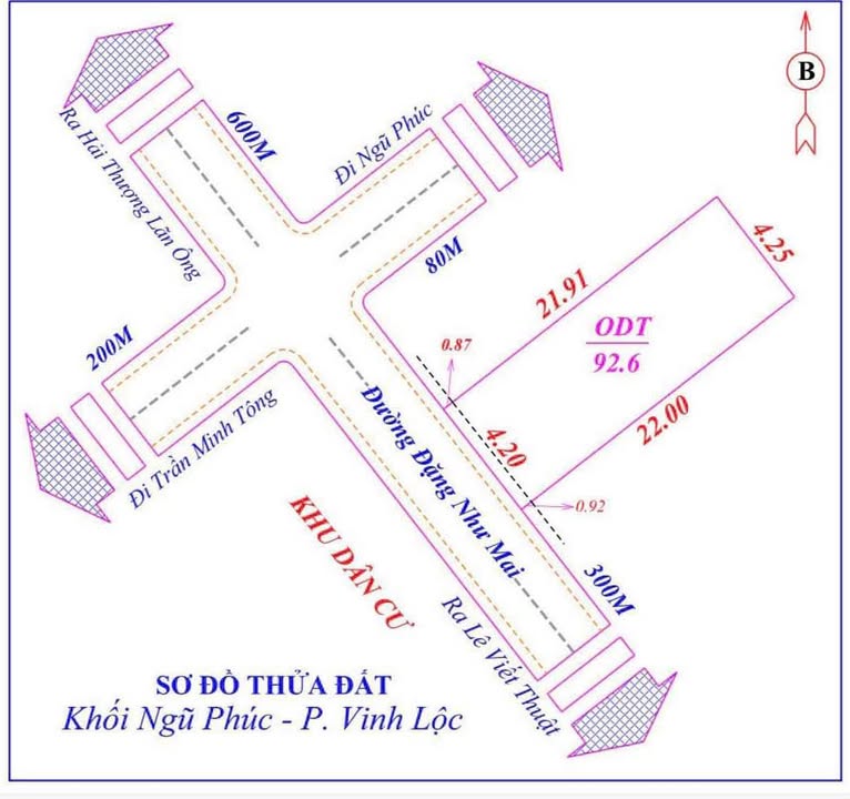 Đất kinh doanh mặt đường Đặng Như Mai, Vinh Tân, 92.6m² giá 4.4 tỷ - Đầu tư sinh lời ngay!