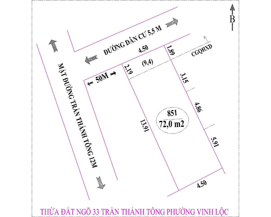 Lô đất lối 2 Trần Thánh Tông, 72m² giá 2.4 tỷ - Tiềm năng phát triển cao!