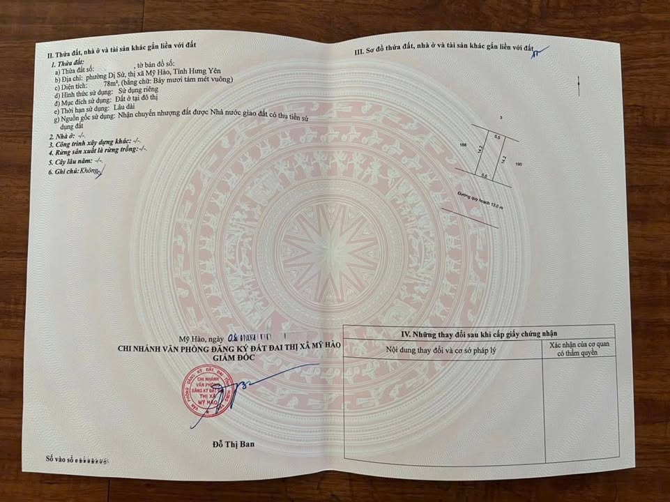 Đất nền Dị Sử - Mỹ Hào 78m² giá chỉ 2 tỷ - Sổ đỏ chính chủ, đường rộng thoáng!