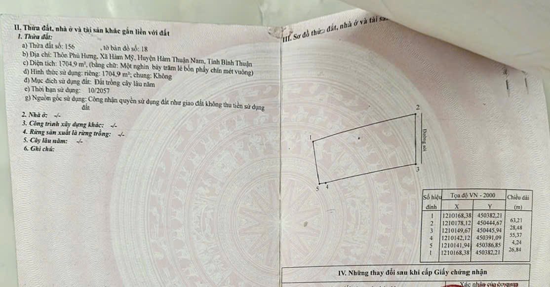 Đất vườn mặt tiền nhựa xã Hàm Mỹ 1.704m² giá 1.75 tỷ - Cơ hội đầu tư tuyệt vời!