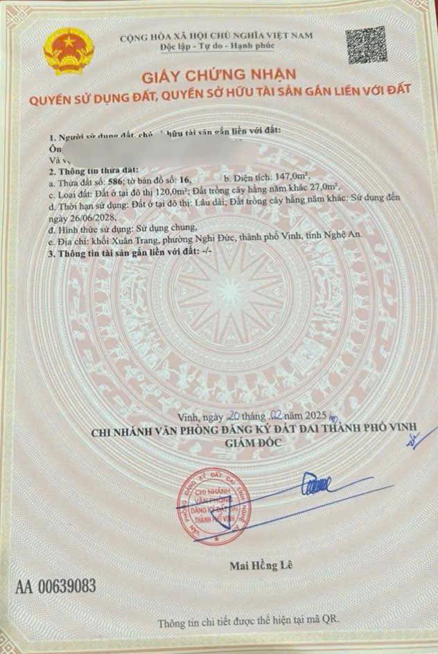 Đất mặt đường Sư Vạn Hạnh, Vinh 174m² giá 4.6 tỷ - Cơ hội đầu tư tuyệt vời!