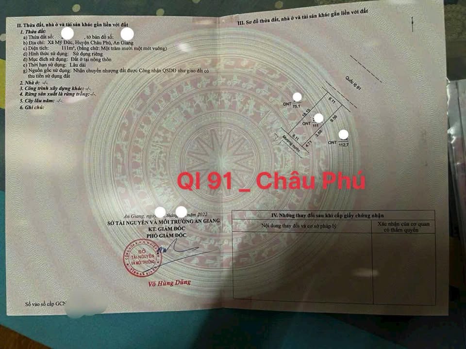 Bán đất nền Quốc Lộ 91, Mỹ Đức, Châu Phú, An Giang - Đầu tư sinh lời ngay hôm nay!