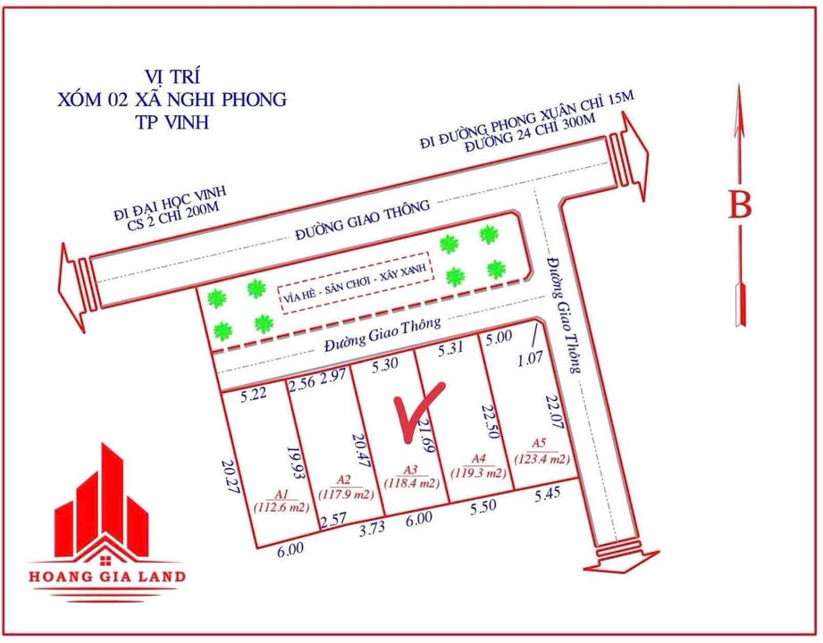 Đất nền xóm 2 Nghi Phong, Vinh 118,4m² - Gần đường 24m, tiện ích đầy đủ!