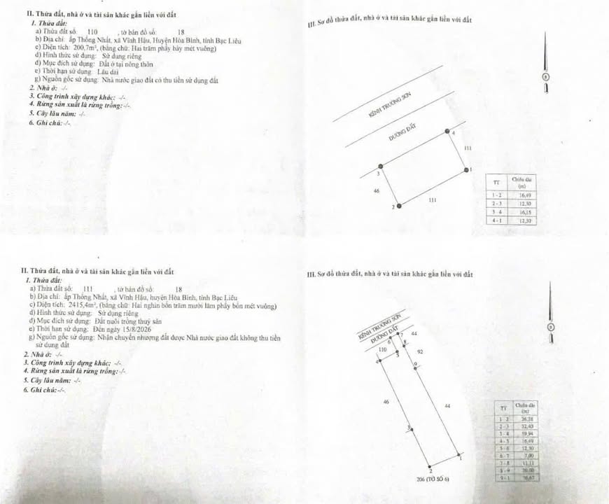 Đất nền Vĩnh Hậu, Hòa Bình 2808m² giá 2.6 tỷ - Đầu tư sinh lời bền vững!