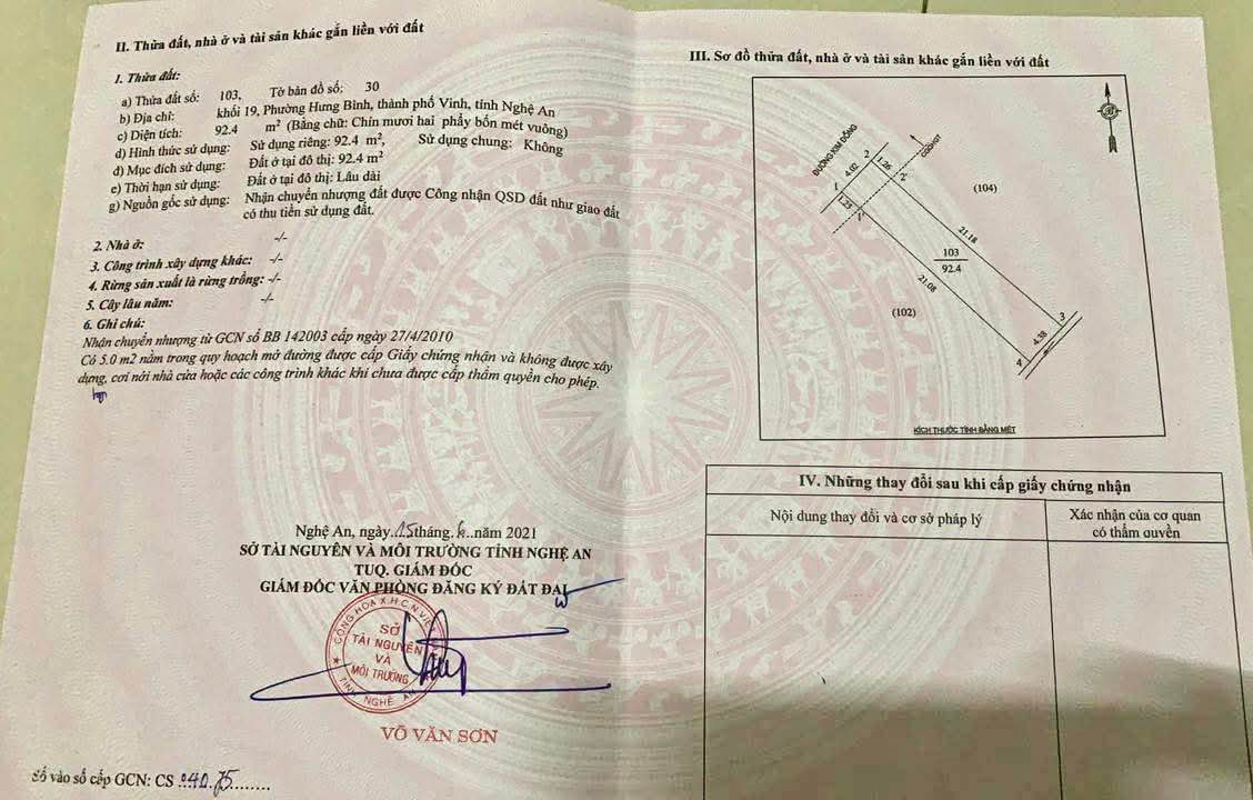 Đất mặt tiền đường Kim Đồng, TP Vinh 93m² giá 7 tỷ - Đầu tư sinh lời ngay!