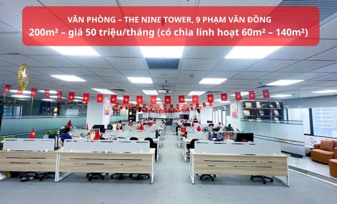 Văn phòng cho thuê The Nine Tower Cầu Giấy 200m² - Thiết kế hiện đại, vị trí vàng!