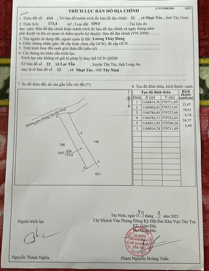 Đất thổ cư Nhật Tảo, Tân Trụ 171m² giá chỉ 650 triệu - Đường ô tô vào tận nơi!