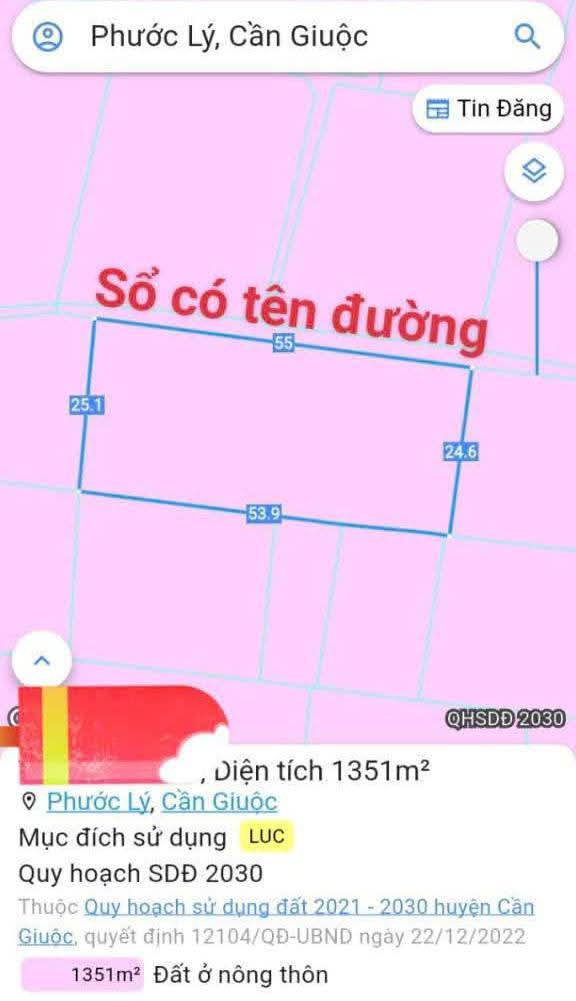 Đất nền Phước Lý, Cần Giuộc 1350m² giá 2.7 tỷ - Sổ đỏ chính chủ, cơ hội đầu tư tuyệt vời!