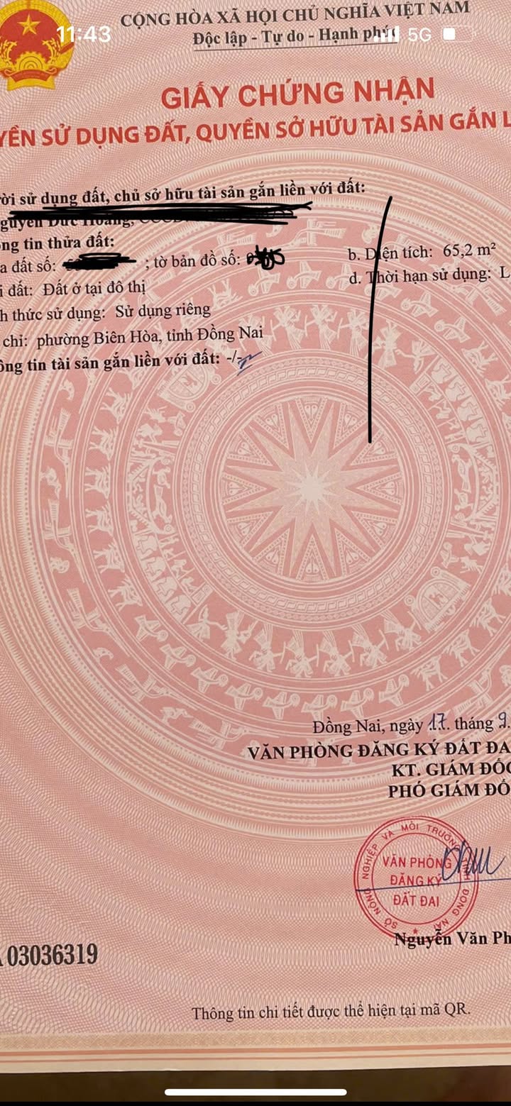 Đất thổ cư Bửu Hòa Biên Hòa 66m² giá 1.85 tỷ - Hướng Đông Bắc, đường xe 7 chỗ