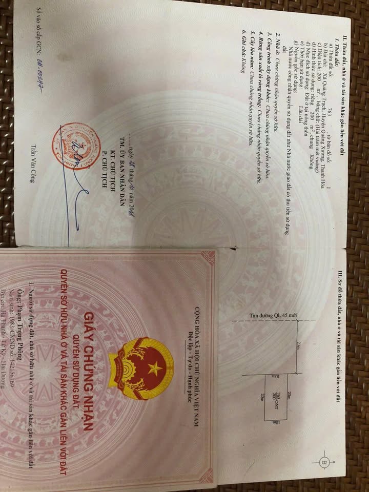 Đất nền Quốc lộ 45, Quảng Xương 200m² - Địa điểm kinh doanh lý tưởng!