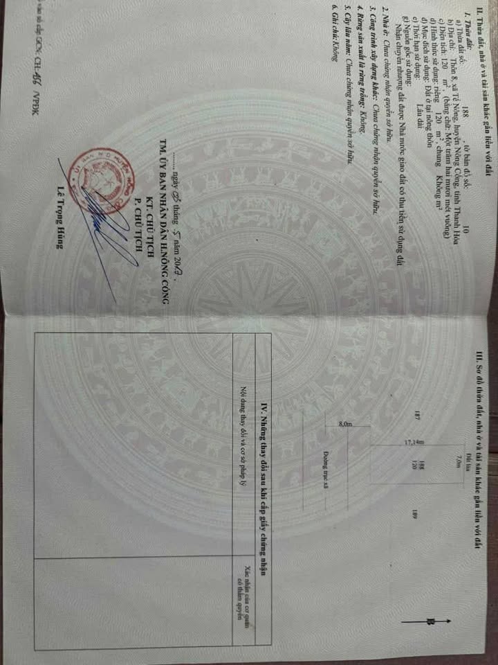 Đất thổ cư mặt tiền đường Hoàng Giang, xã Tế Nông, 120m² giá 800 triệu - Cơ hội đầu tư hấp dẫn!