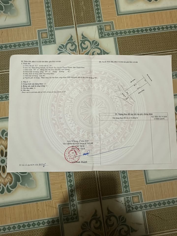 Đất thổ cư 400m² Đồng Khanh, Kim Tân, Thạch Thành - Giá chỉ 700 triệu