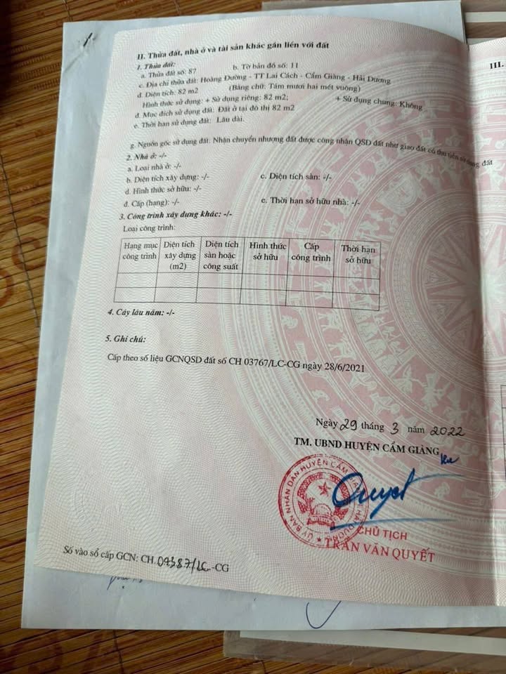 Đất Lai Cách Cẩm Giàng 82m² giá 2 tỷ - Sổ hồng sang tên ngay!