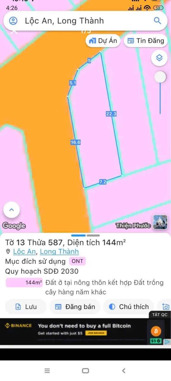 Đất nền Lộc An, Long Thành 144m² giá 2.7 tỷ - Lô góc 2 mặt tiền