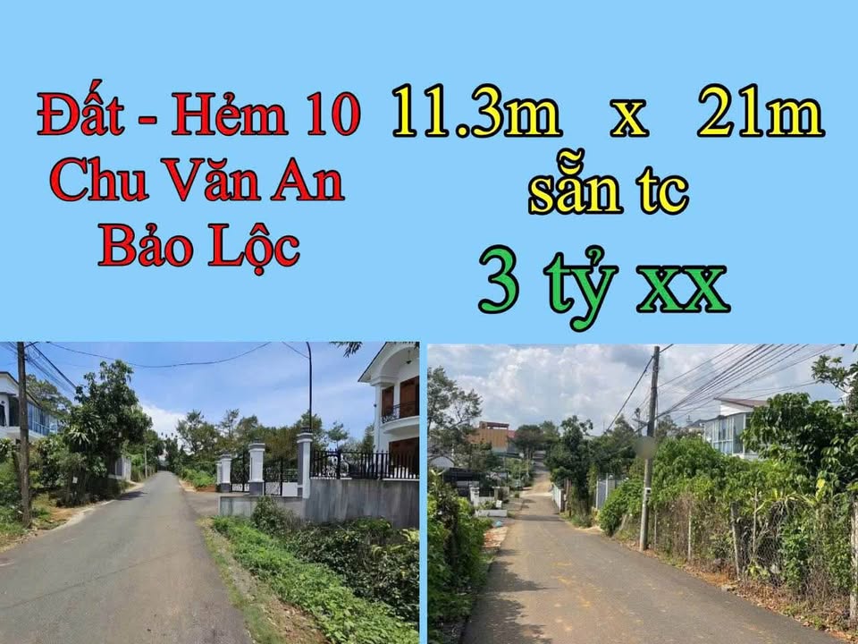 Đất nền hẻm 10 Chu Văn An, Bảo Lộc 239.73m² giá 3 tỷ - Vị trí trung tâm thuận lợi!