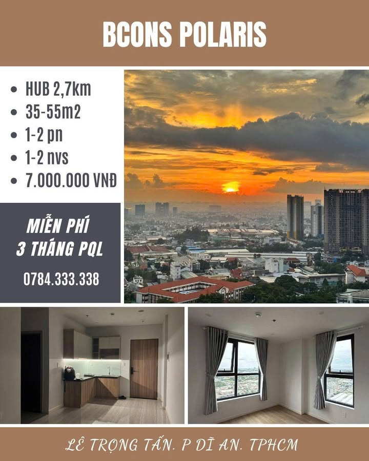 Căn hộ cho thuê Bcons City Mall Dĩ An - Sống ngay trung tâm giải trí và ẩm thực!