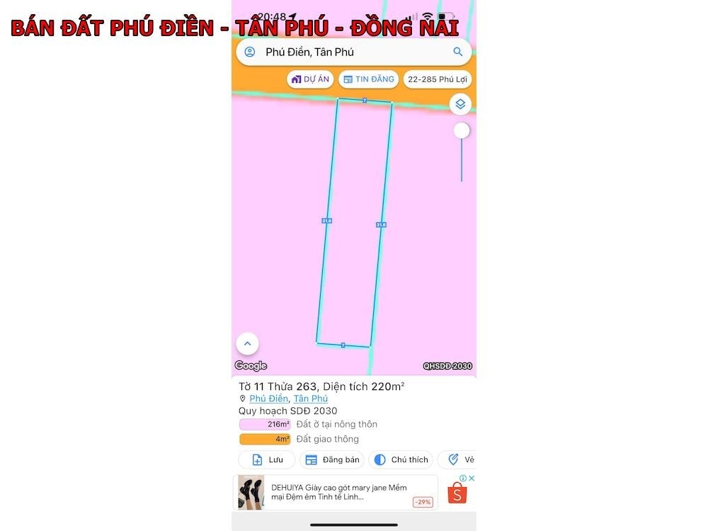 Đất nền tại ấp 4, xã Phú Điền, Tân Phú 217m² chỉ 1.95 tỷ - Tiềm năng phát triển lớn!