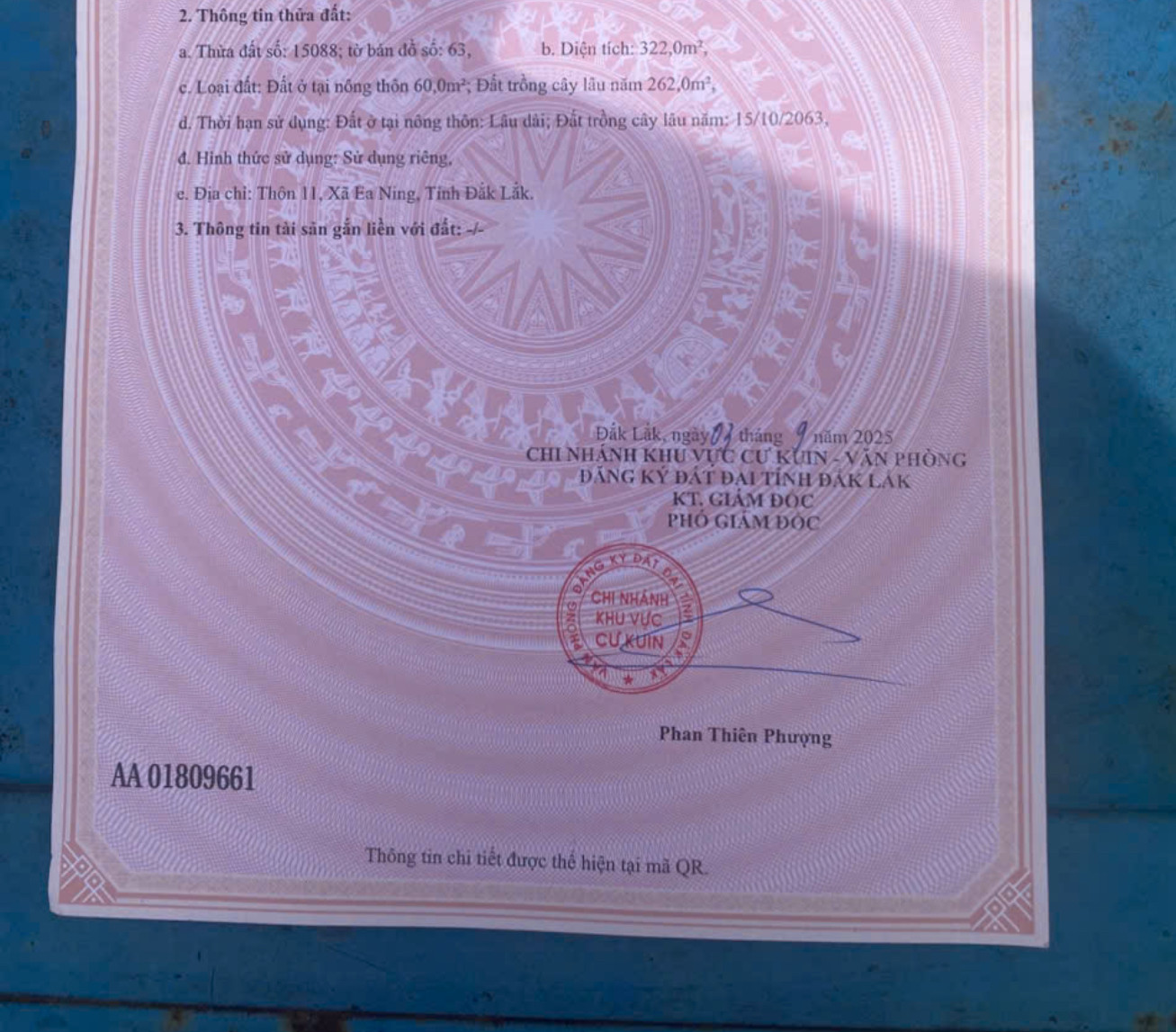 Đất thổ cư 322.7m² tại Xã Ea Ning giá 775 triệu - Cơ hội đầu tư tuyệt vời!