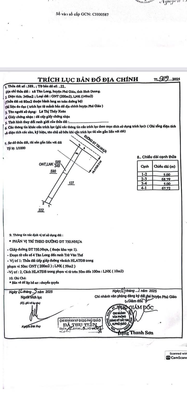 Đất mặt tiền DT750 Xã Tân Long 349m² giá 1.8 tỷ - Đầu tư sinh lời ngay!