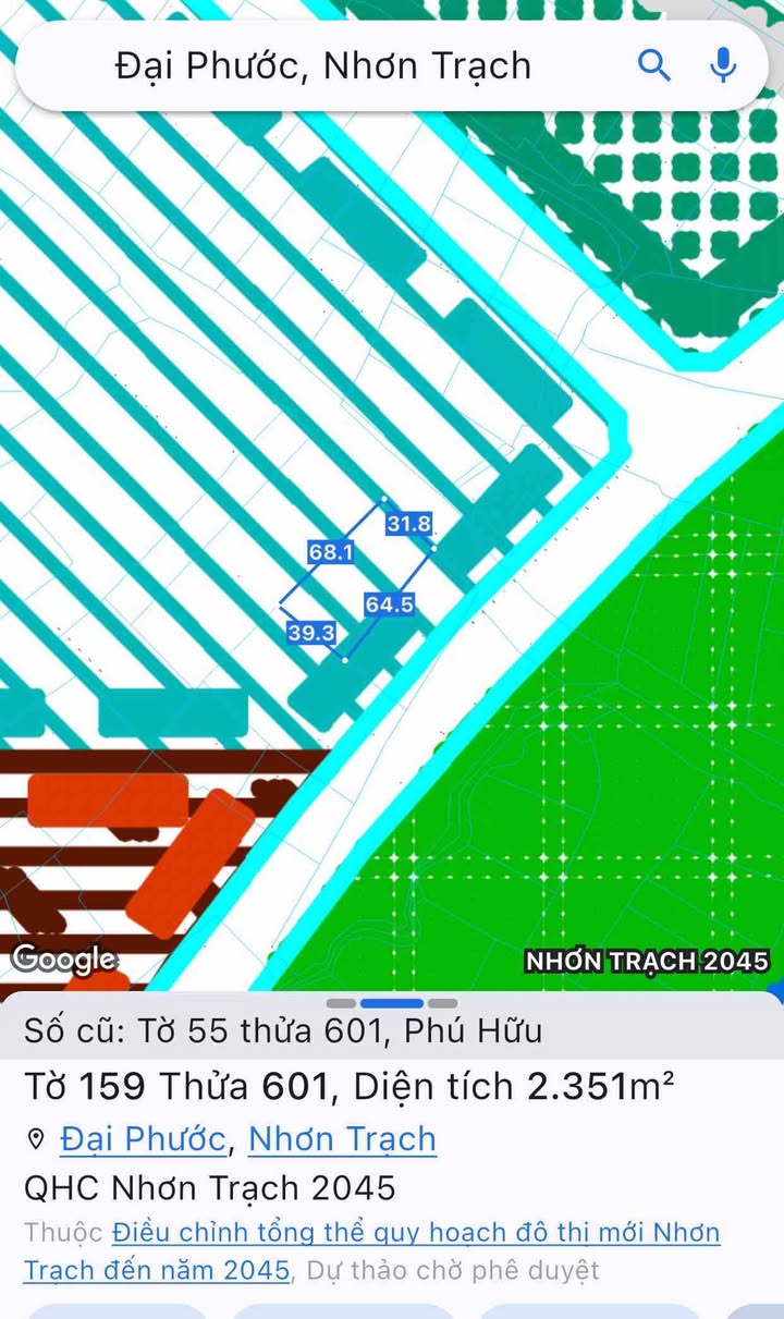 Đất nền Phú Hữu Nhơn Trạch 2351m² giá 7.05 tỷ - Tiềm năng sinh lợi lớn!