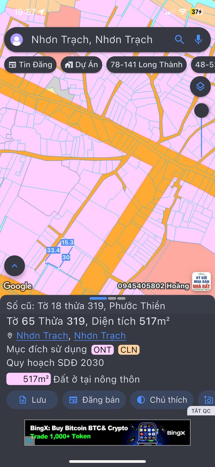 Đất thổ cư 517m² hẻm 2 Lý Thái Tổ, Nhơn Trạch - Giá đầu tư chỉ 5 tỷ!