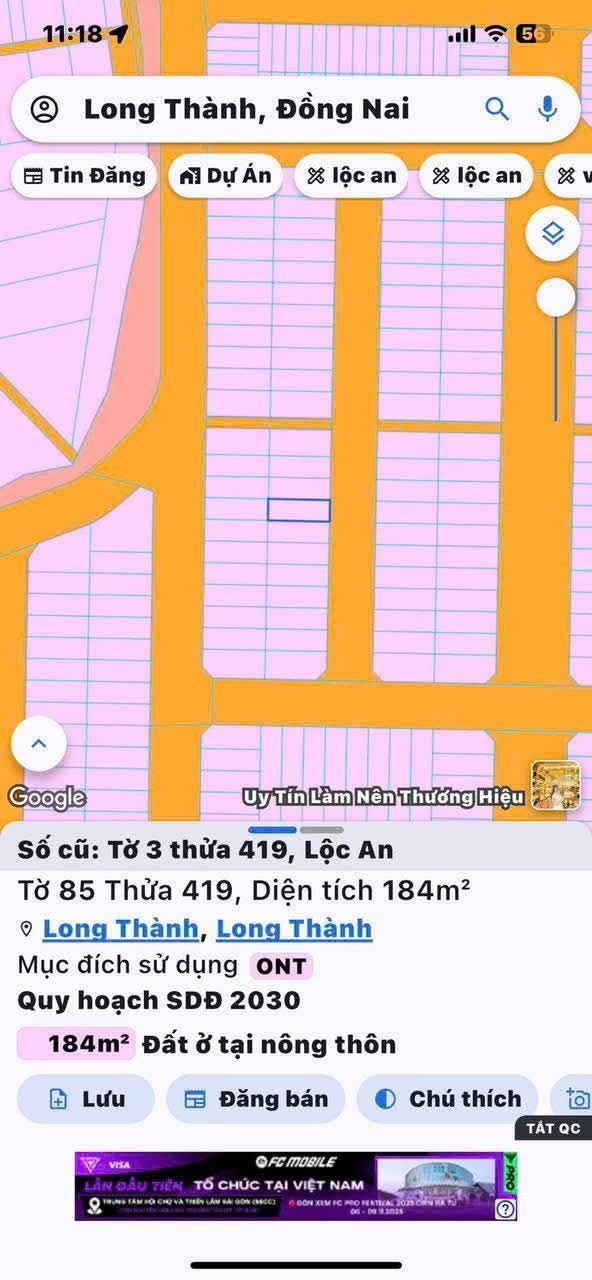 Đất nền Lộc An, Long Thành 184m² giá chỉ 3 tỷ - Cơ hội đầu tư sinh lời!