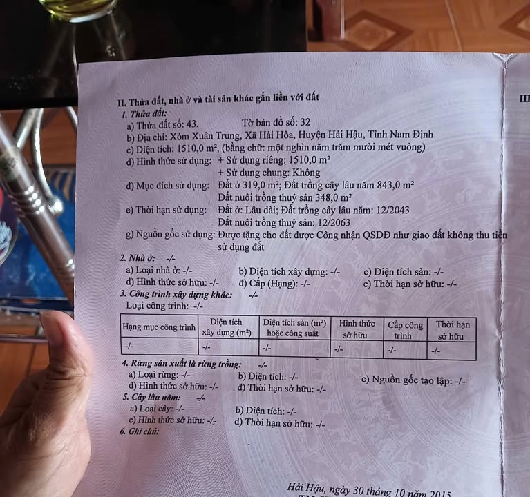 Đất thổ cư 1.510m² 2 mặt tiền tại Xóm Xuân Trung, Hải Hậu - Cơ hội đầu tư sinh lời!