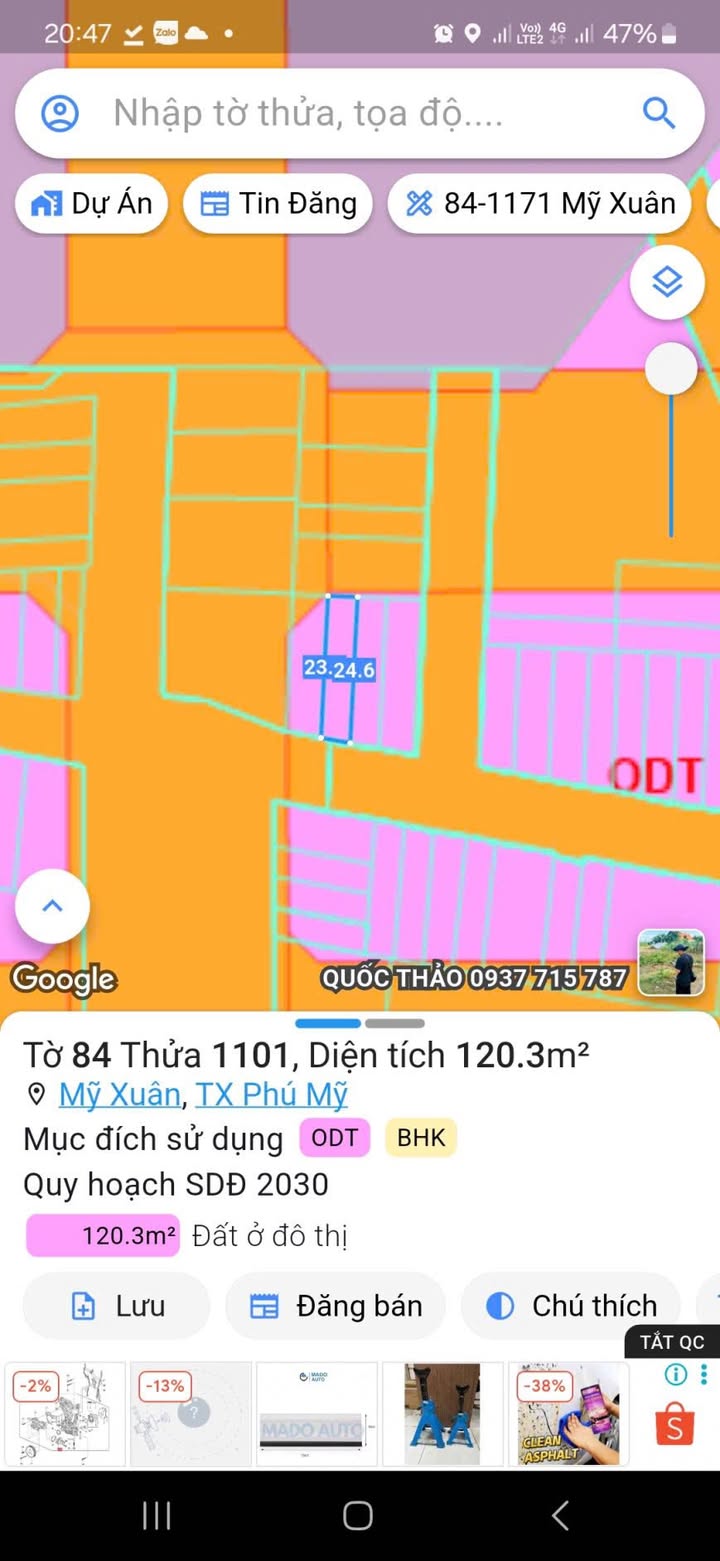 Đất nền Mỹ Xuân 1280m² giá 1.5 tỷ - Cơ hội đầu tư hiếm có!
